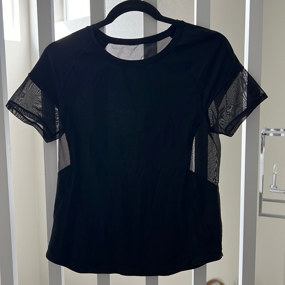 Black lululemon partial see-through athletic top